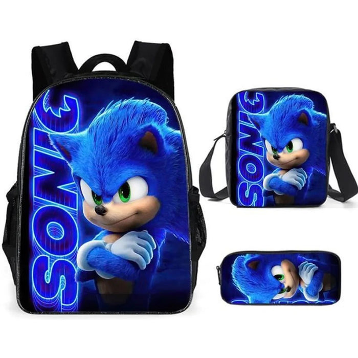 Wholesale SONIC Primary School Student Backpack Three-piece Set Anime Cartoon Backpack Shoulder Bag Pencil Case JDC-BP-Shangl006