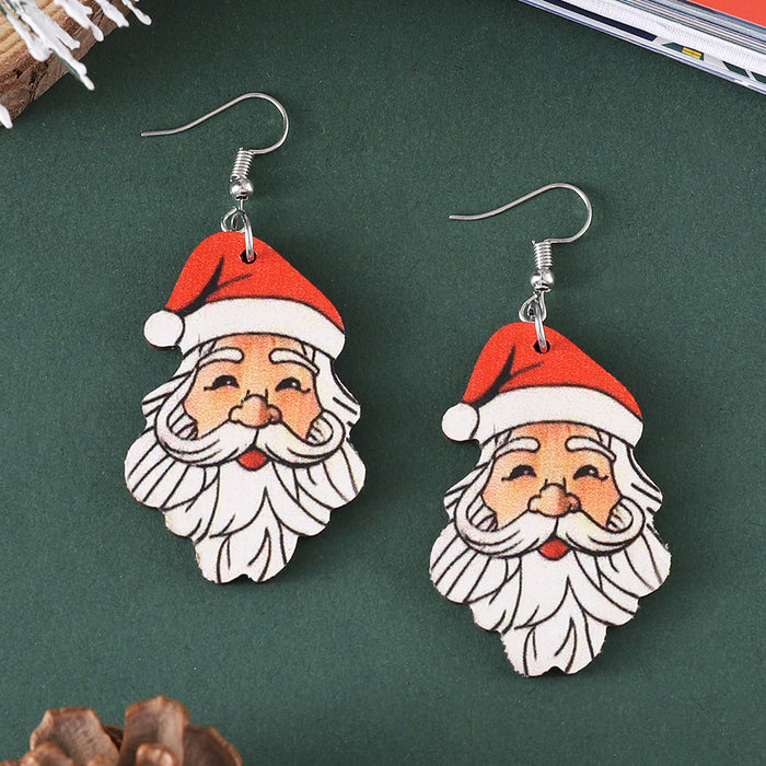 Wholesale Christmas  Pendant Earrings Wooden Double-Sided Earrings