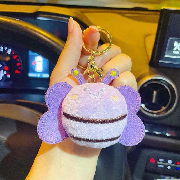 Wholesale Cartoon plush doll keychain cute bee key doll pendant clothing bag accessories