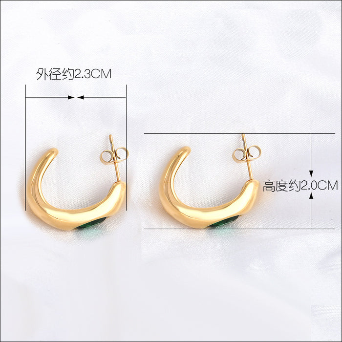 Wholesale fashionable stainless steel inlaid zircon earrings for wome