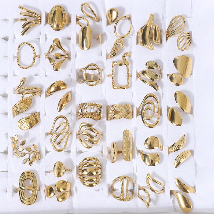 Wholesale Mixed Style Adjustable Titanium Steel Ring Gold Polished Fashion Accessory MOQ≥2