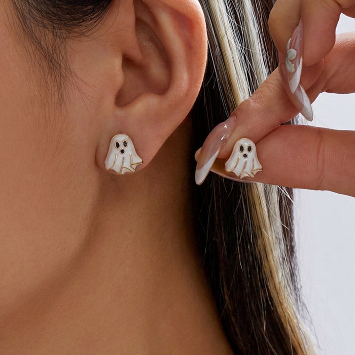 Wholesale Ghost Cat Pumpkin Skull Alloy Ear Studs Jewelry Accessory