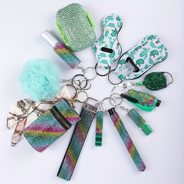 Wholesale Fur Ball Diamond Multifunctional Metal Keychain 13-piece Set JDC-KC-TouMS056