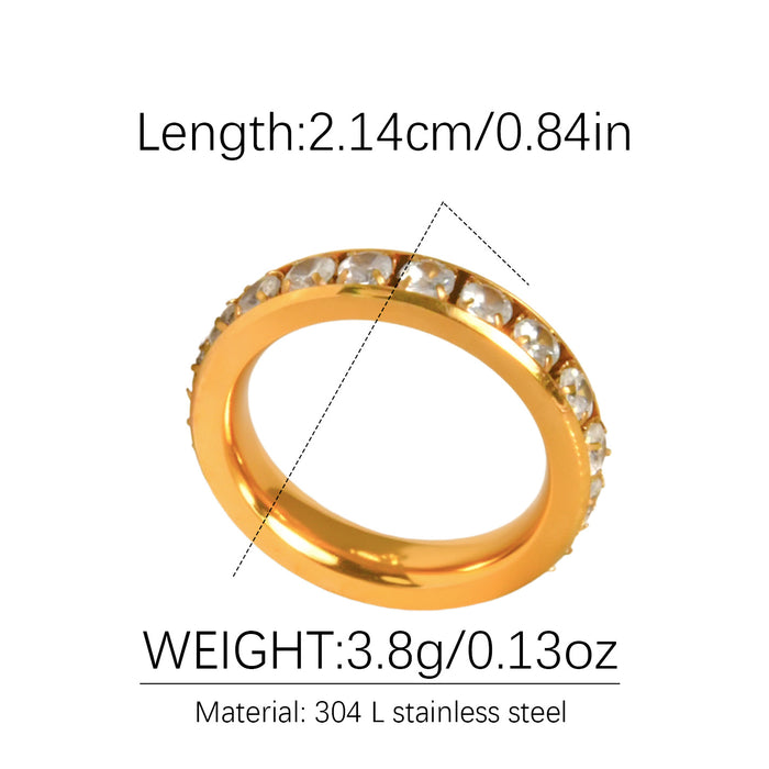 Wholesale Stainless steel gold-plated rotating ring inlaid with diamonds Stainless steel diamond couple ring