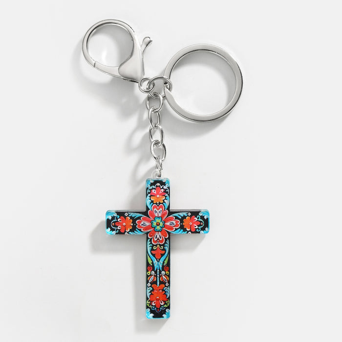 Wholesale Acrylic Cross Keychain JDC-KC-HuiWen017