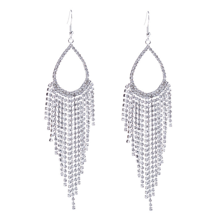 Wholesale Tassel Water Diamond Claw Chain Full Diamond Earrings