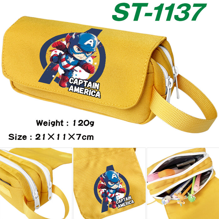 Wholesale Cartoon Canvas Pencil Case Double Layer Large Capacity Waterproof With Handle For Students