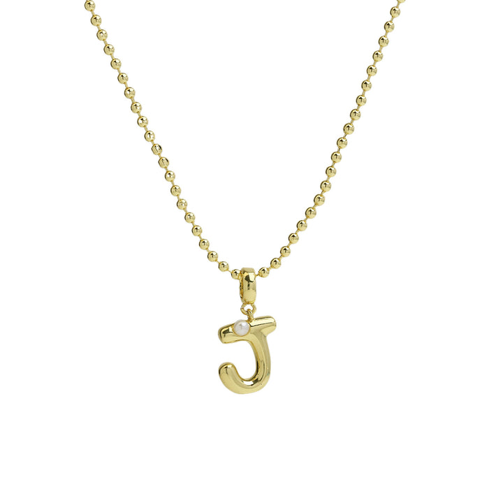 Wholesale 2PCS 18k Brass Glossy Balloon 26 English Letters Necklace JDC-NE-BaiYi007