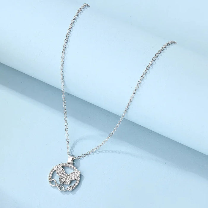 Wholesale Fashion and personalized double layered necklace with alloy butterfly thick chain pendant for accessories