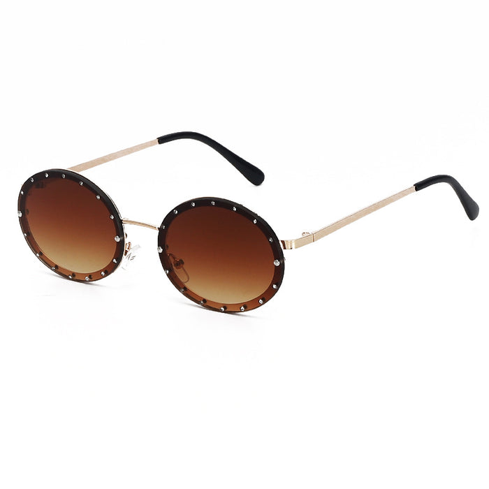 Wholesale Metal Frame PC Oval Diamond Sunglasses JDC-SG-ZS001