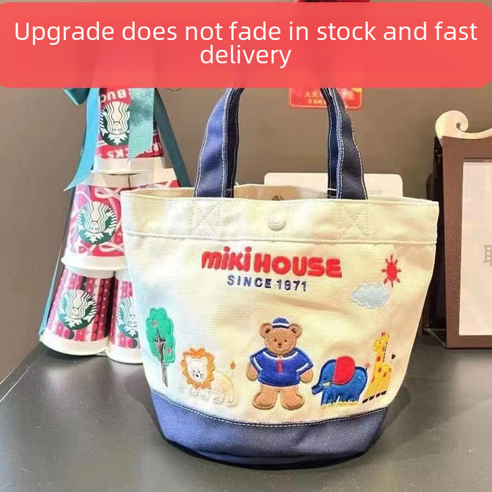 Wholesale Cartoon Zoo Color Block Canvas Bag Bucket Bag Handbag