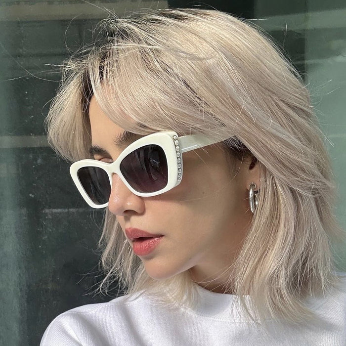 Wholesale Cat's Eye Pearl Sunglasses Simple Sunglasses Trendy Personalized Sunglasses Anti UV High End