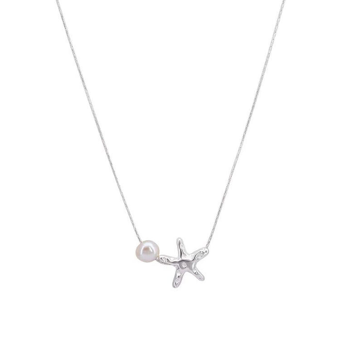 Wholesale Titanium steel necklace, pearl pendant, light luxury, niche, collarbone chain, high-end accessory
