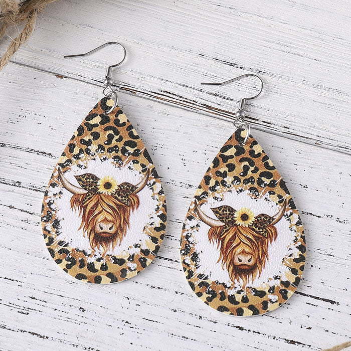 Wholesale PU Double Sided Water Drop Earrings JDC-ES-ChuLian017