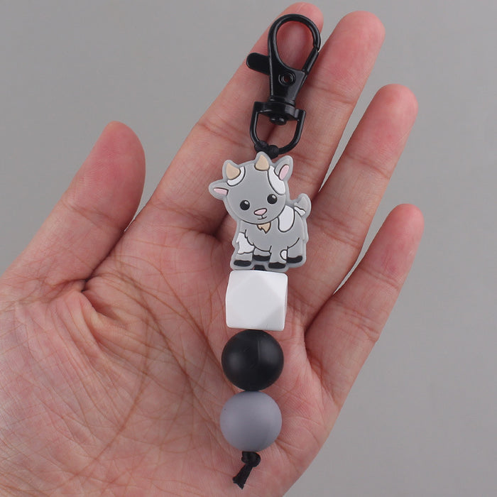Wholesale Animal Silicone Bead Keychain JDC-KC-GuangTian025