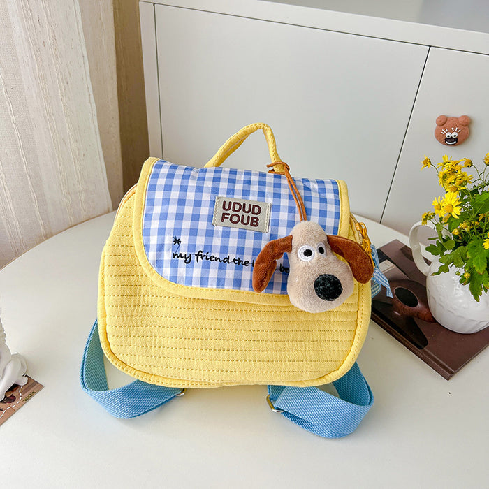 Wholesale Cute puppy plaid embroidery thread on backpack