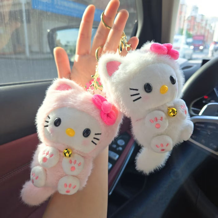 Wholesale Long Tail Cat Bag Doll Black Leather Pendant Keychain