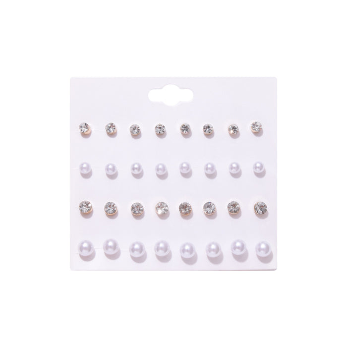 Wholesale Zinc Alloy Zircon Earring Set 12 Pairs Geometric Design Party Wear Jewelry Accessory For Women