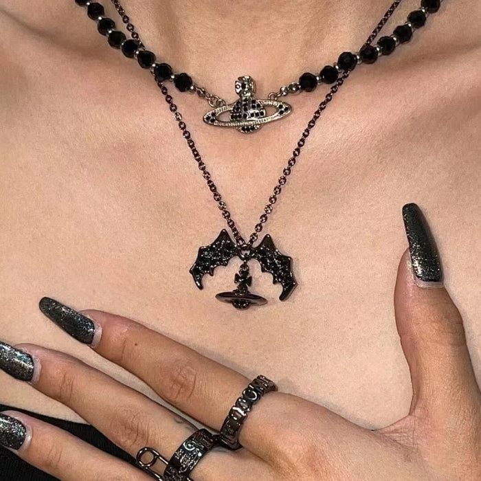 Wholesale Saturn Planet Necklace Women's Diamond-Encrusted Clavicle Chain