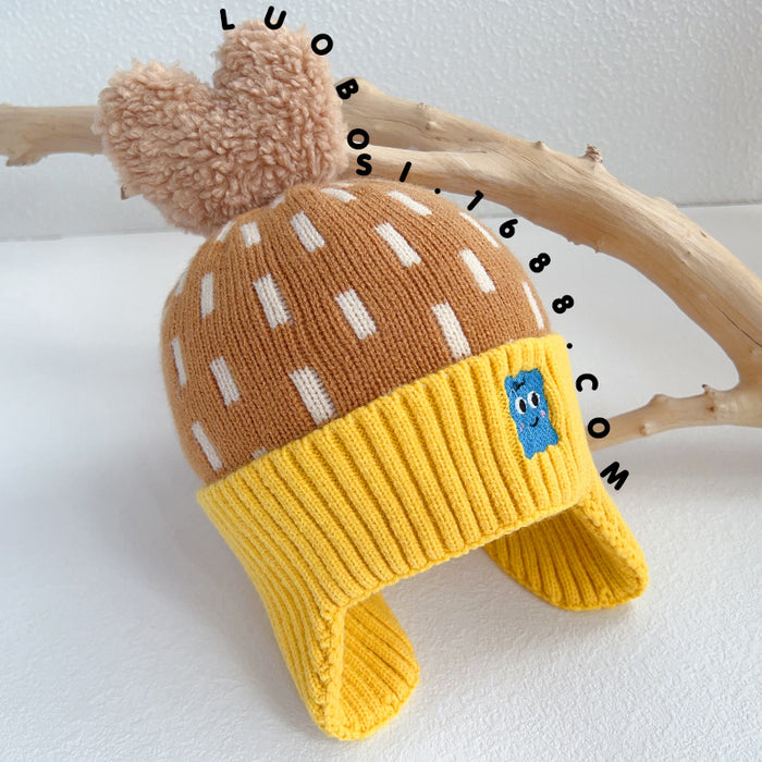 Wholesale Baby Hat Winter Baby Ear Protection Hat Children' s f One-piece Two-piece Hat Boys and Girls Wool Knitted Hat