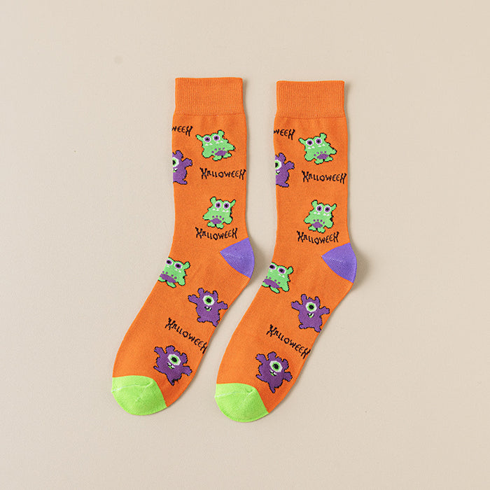 Wholesale  socks with cartoon creative mid-calf socks and cute pumpkin patterns