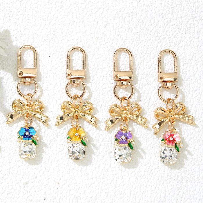 Wholesale Alloy Pearl Flower Keychain Bag Charm - Korean Style Jewelry Accessory for Women