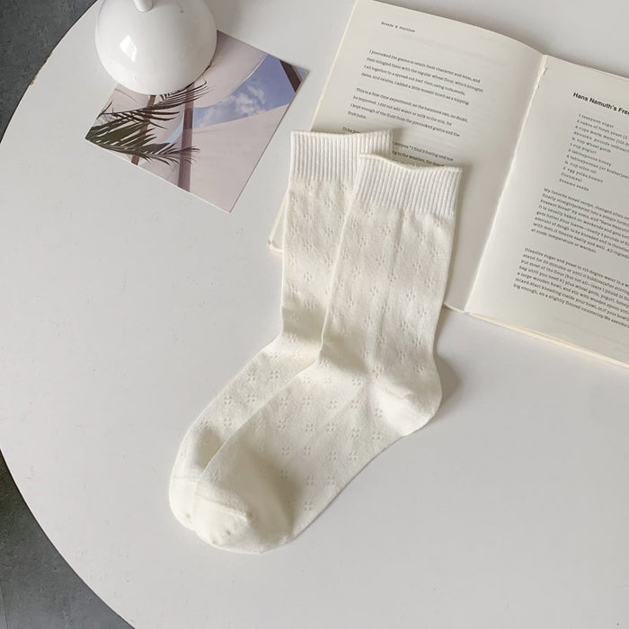 Wholesale Socks hollowed out four leaf clover trend, thin tube, independent packaging, stacked socks, cotton