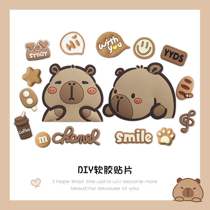 Wholesale 10pcs Capybara soft rubber decoration handmade DIY accessories mobile phone case slippers buckle cup stickers