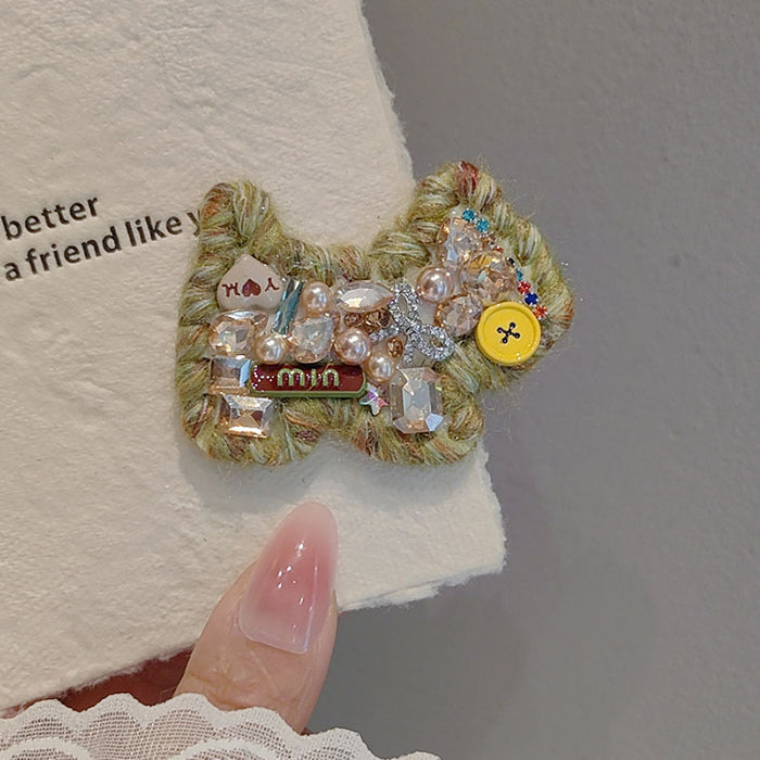 Wholesale Rhinestone Puppy Wool Hair Clips