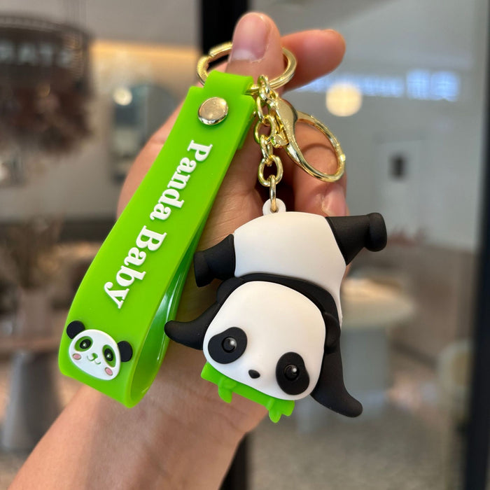 Wholesale Bamboo Panda Silicone Cartoon Doll Keychain JDC-KC-PengYu022