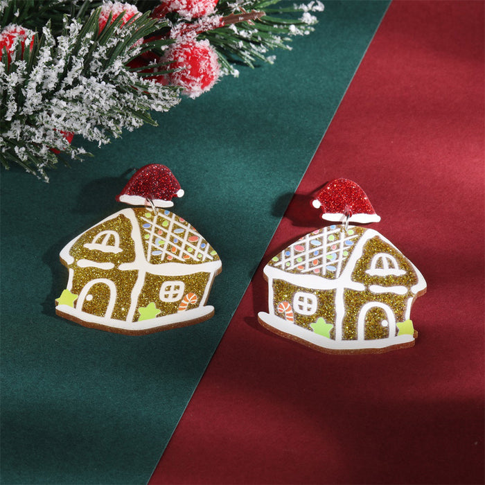 Wholesale Acrylic Christmas Tree Hat Stocking Elk Earrings