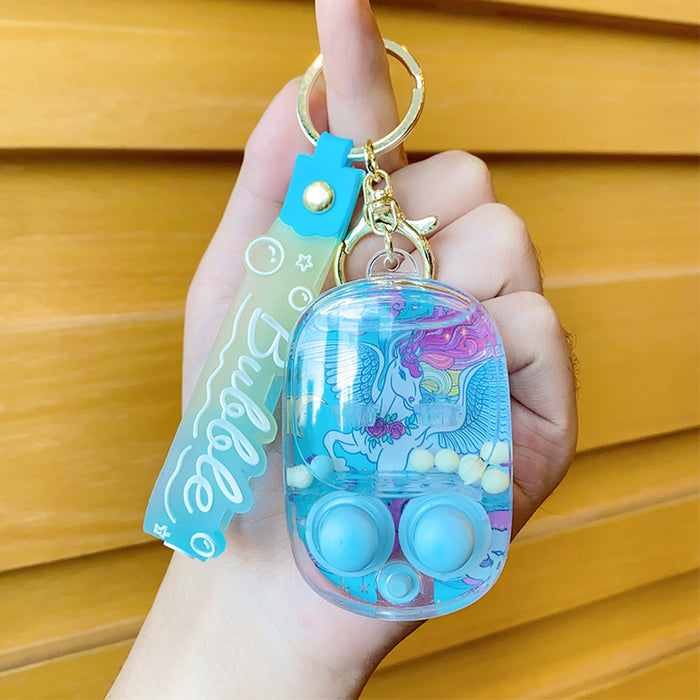 Wholesale Creative decompression game water machine key chain cartoon cute toy student bag pendant