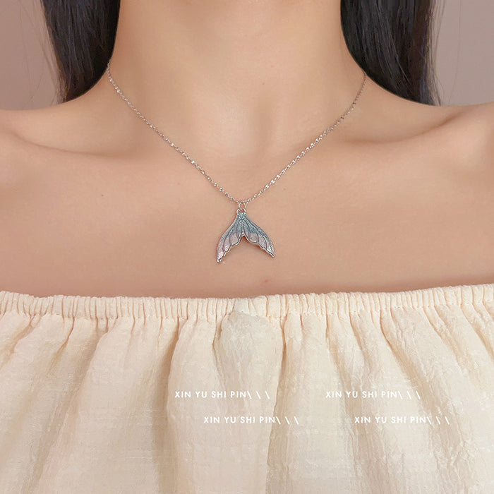 Wholesale Fish tail necklace, mermaid princess, light luxury temperament, dazzling and versatile collarbone chain