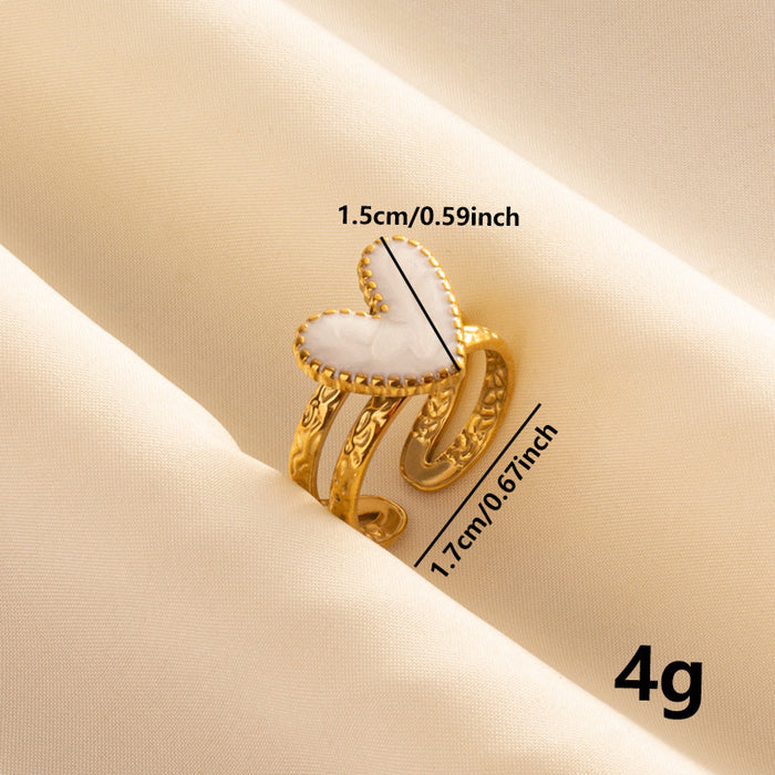 Wholesale Stainless steel fashion versatile heart opening cold style simple ring jewelry