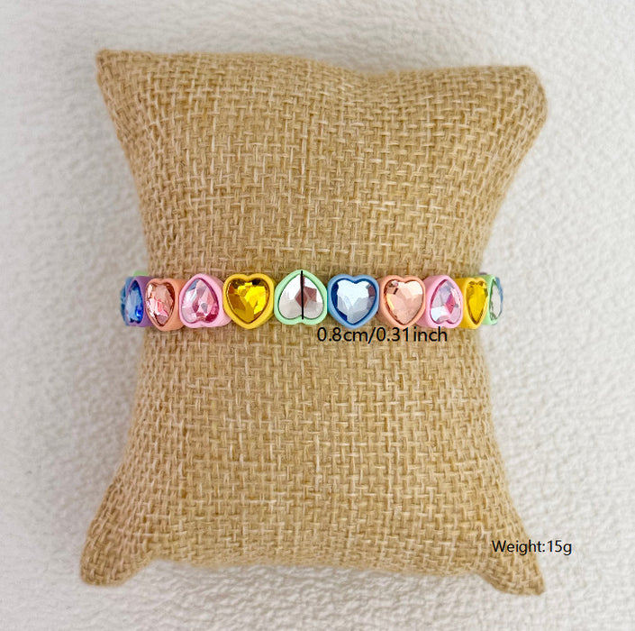 Wholesale Mocha Colored Glass Heart Bracelet