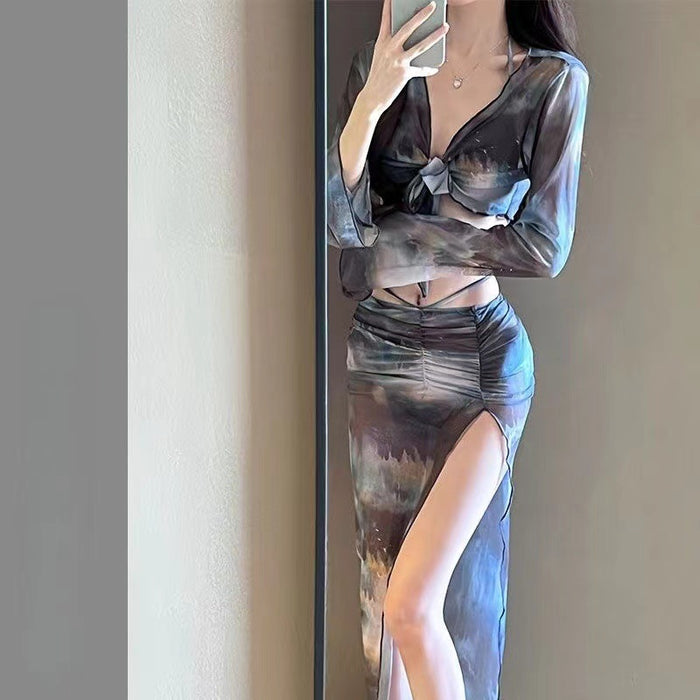 Wholesale Bikini 4-piece long skirt sexy slimming vacation soaking in hot springs