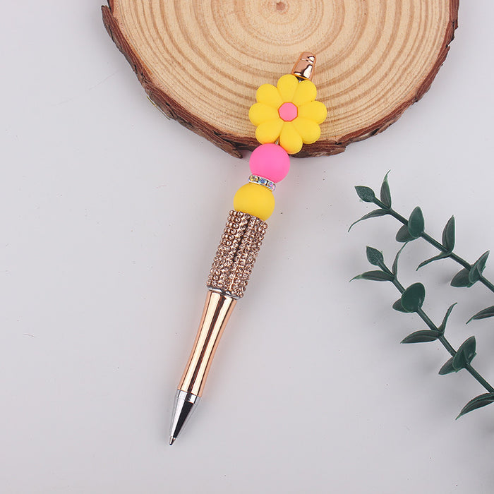 Wholesale Begonia  Silicone Beaded Pen Colorful Plastic Multifunctional Ballpoint Pen Gel Pen