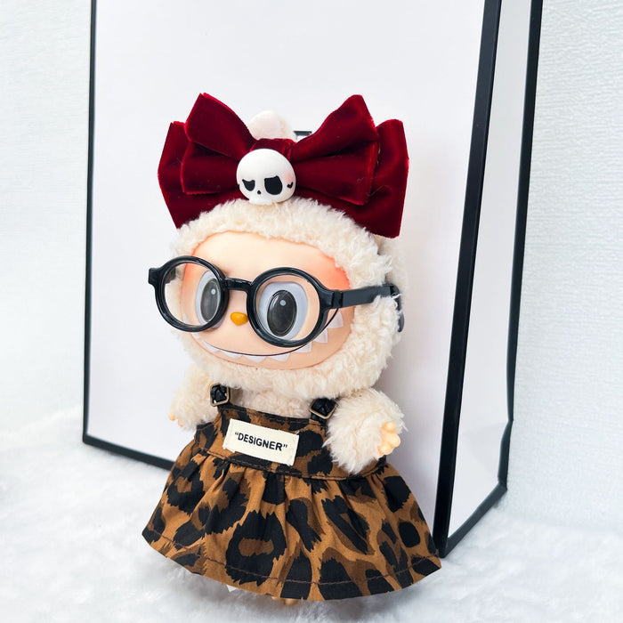 Wholesale Cute leopard print dress with small skull and bow headband