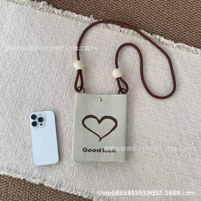 Wholesale Knitted Crossbody Bag with Rope and Beads Cute Phone Purse MOQ≥3