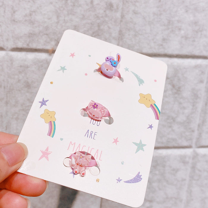 Wholesale Fox Ring Dolly Rabbit Bear Acrylic Children's Ring Gift