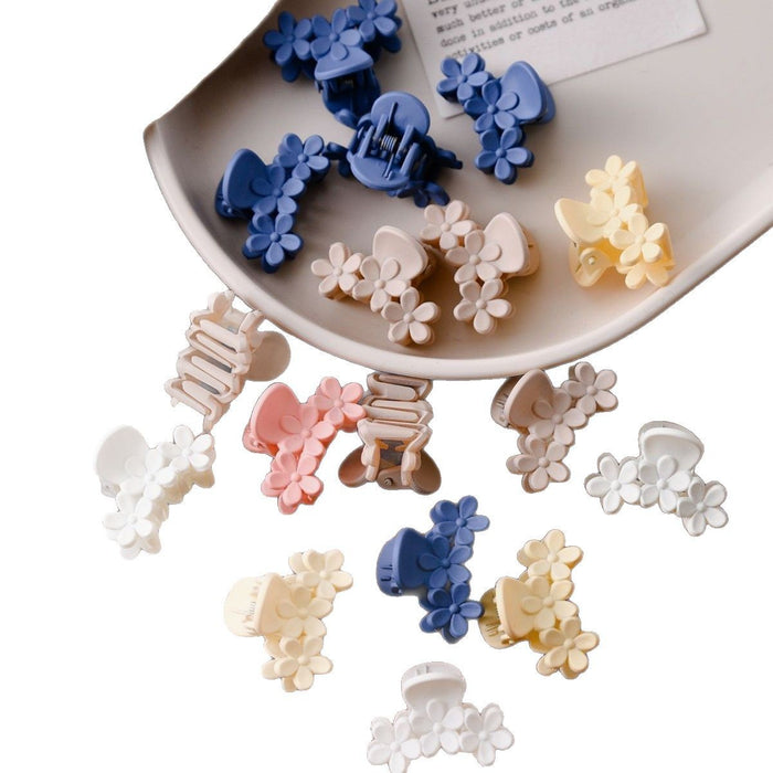 Wholesale 50pcs/set New flower frosted grip clip, cute children's mini shark clip, back of head clip, hair clip