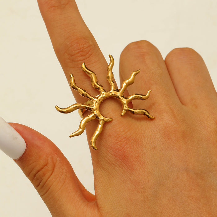 Wholesale Hollow Sun Stainless Steel choker necklace Earrings rings SET