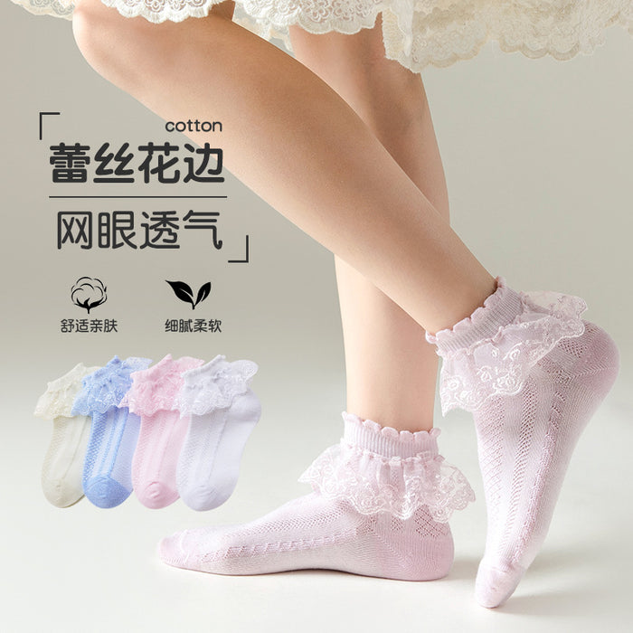 Wholesale Autumn and Winter Children's Princess Socks Lace Socks Combed Cotton Lace Stockings JDC-SK-SL002