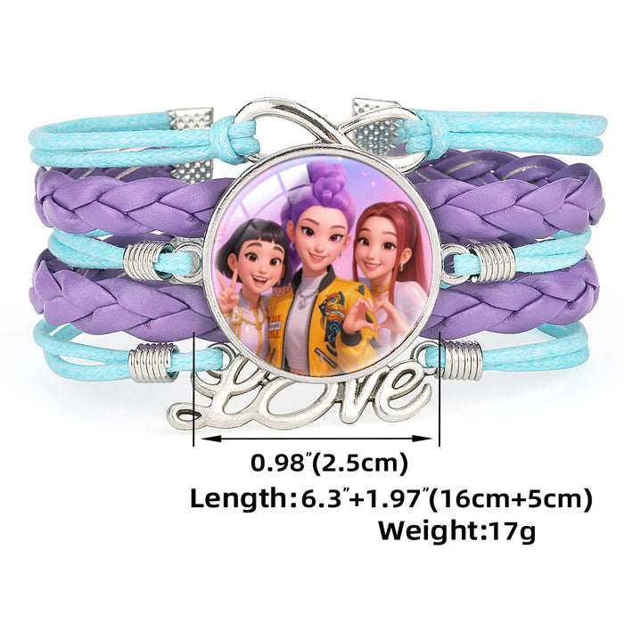 Wholesale KPOP Color Block Multi-Layer Braided Adjustable Bracelet