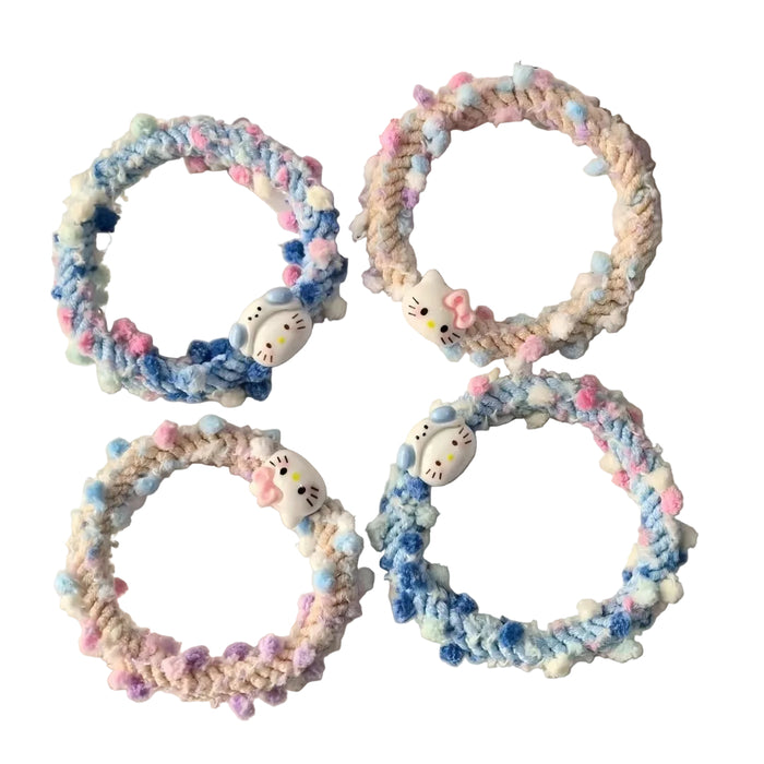 Wholesale Cute cartoon-style colorful braided hair scrunchies