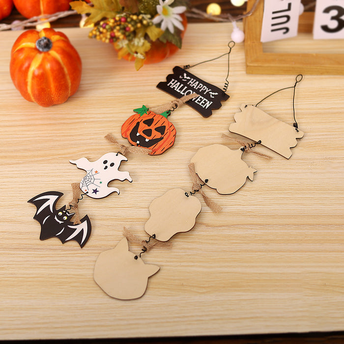 Wholesale  Decorations New Wooden Sign Door Hanging Pumpkin Ghost Ornaments Creative Pendants