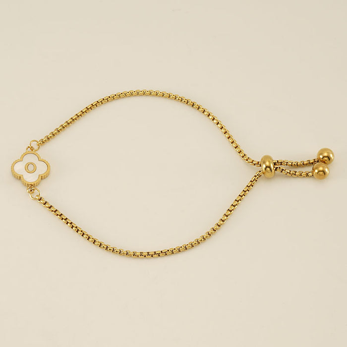 Wholesale Stainless Steel Seashell Four-Leaf Clover Letter Bracelet