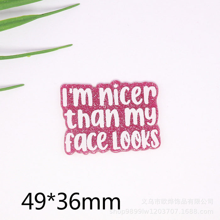 Wholesale Cartoon Letter Beverage Acrylic Pin DIY Patch Accessories JDC-FK-OuYie006