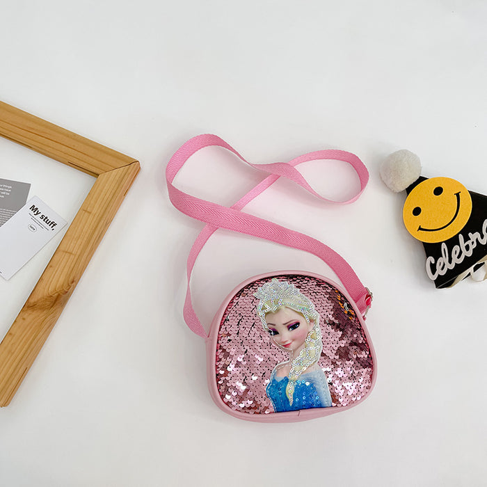 Wholesale Children's Crossbody Bag Kindergarten Girl Princess Bag Elsa Sequin Personalized Matching Bag JDC-SD-TMS005