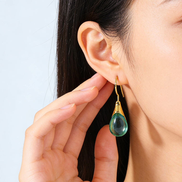 Wholesale Drop-shaped Inlaid Cat's Eye Earrings